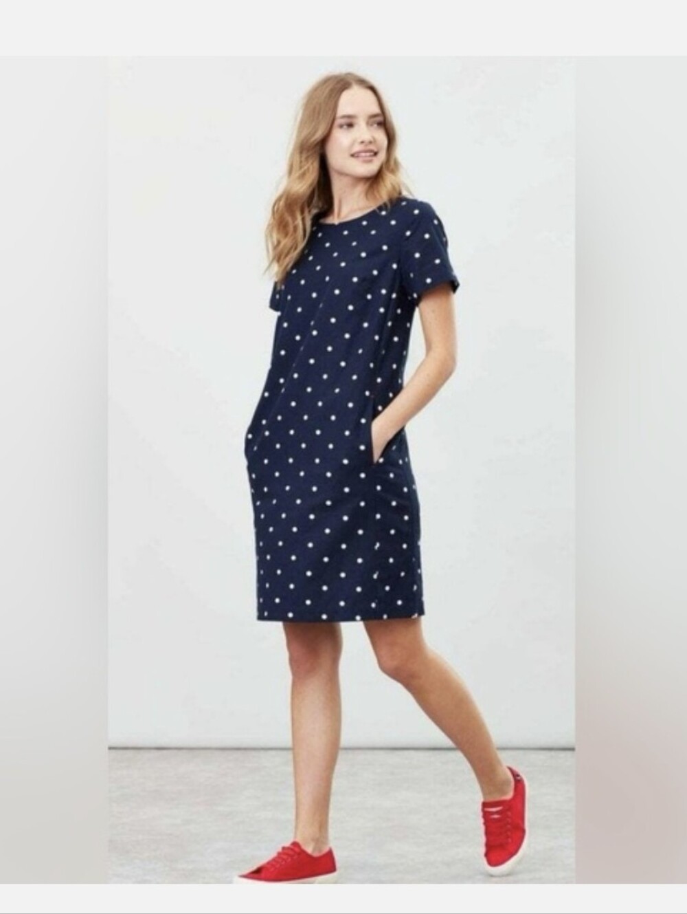Joules Beth Dress Blue Polka Dot NWOT Size 12